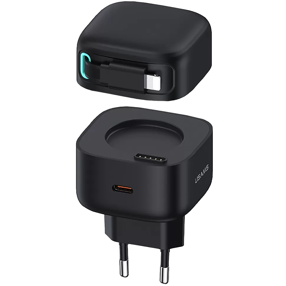 

Сетевой адаптер Usams US-CC209 XMF PD35W GaN с телескопическим кабелем Lightning Чёрный, US-CC202 XMF PD35W GaN