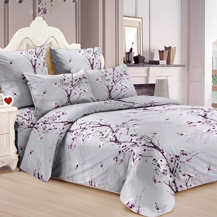 

Постельное бельё Евро Эсмеральда 200х220см, 200х220см, 70х70 2шт, сирень, бязь 120г/м 100%