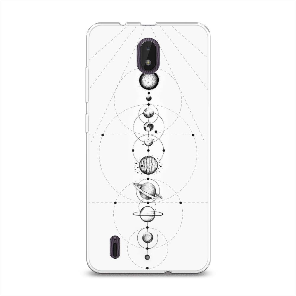 

Чехол на Nokia C01 Plus "Парад планет", Серый, 125250-2