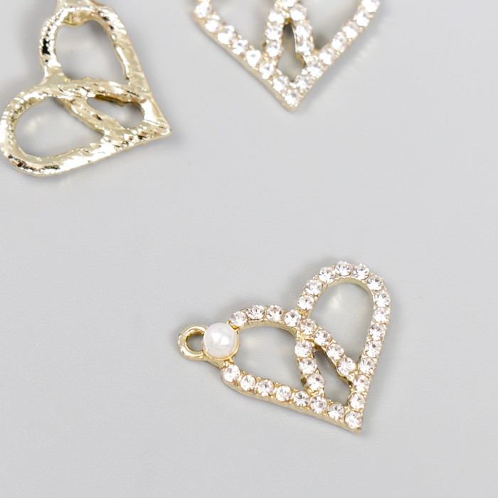 

Декор для творчества металл, стразы "Сплетённое сердце" 2,3х1,7 см