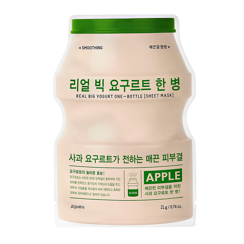 Маска для лица APIEU YOGURT, с экстрактом яблока, смягчающая, 21 г освежающий шампунь btpeel для защиты кератина с экстрактом яблока и протеином 200 мл