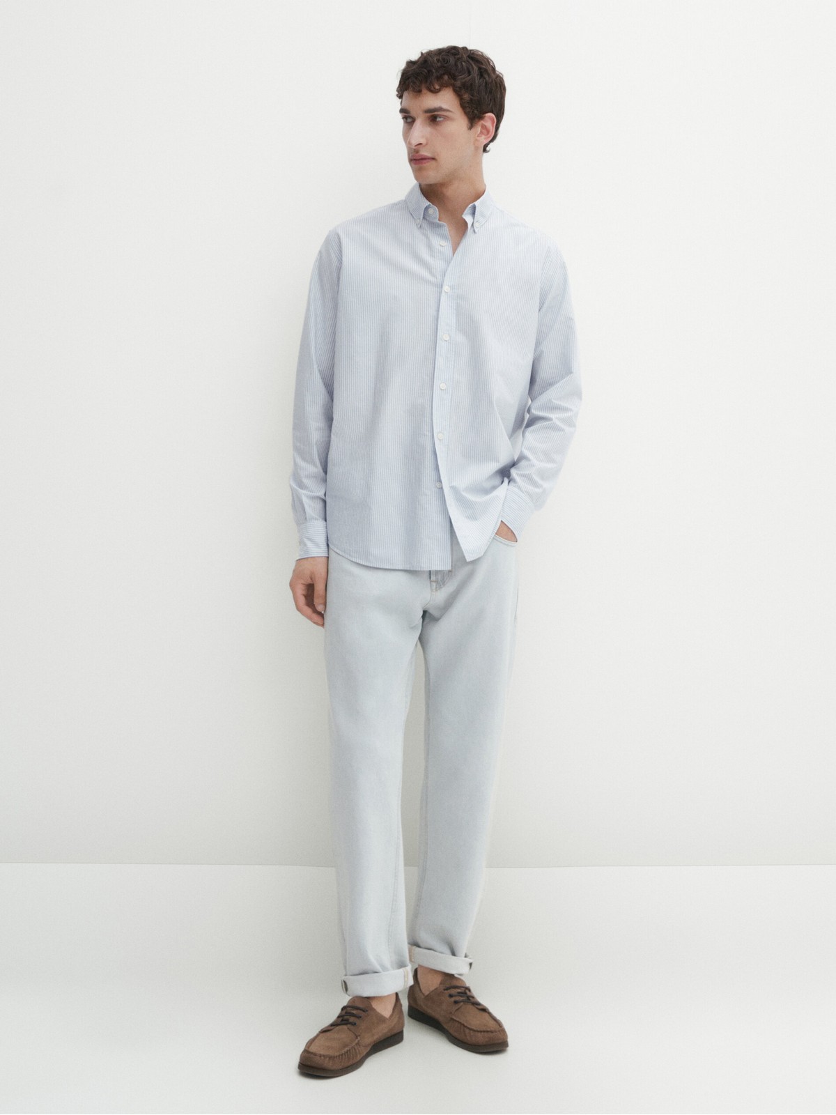 

Рубашка мужская Massimo Dutti 0172/116-I2024 голубая XL, Голубой, 0172/116-I2024