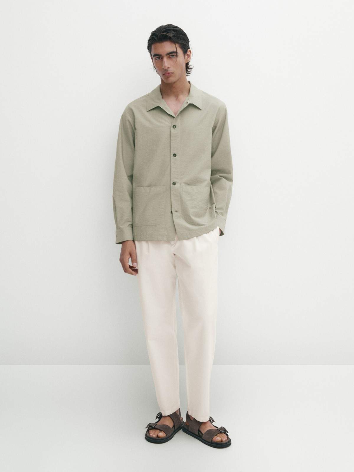 

Рубашка мужская Massimo Dutti 0173/117-I2024 бежевая S, Бежевый, 0173/117-I2024
