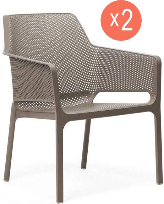 Комплект 2-х кресел садовых Nardi Net Relax 003/4032710000/set2 тортора 86,5х67х71 см