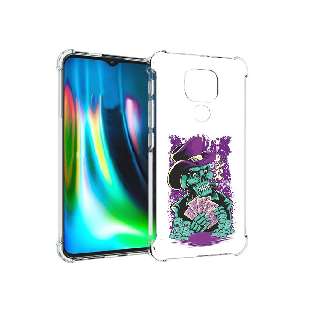 

Чехол MyPads Tocco для Motorola Moto E7 Plus зеленый череп с картами (PT155921.339.361), Прозрачный, Tocco
