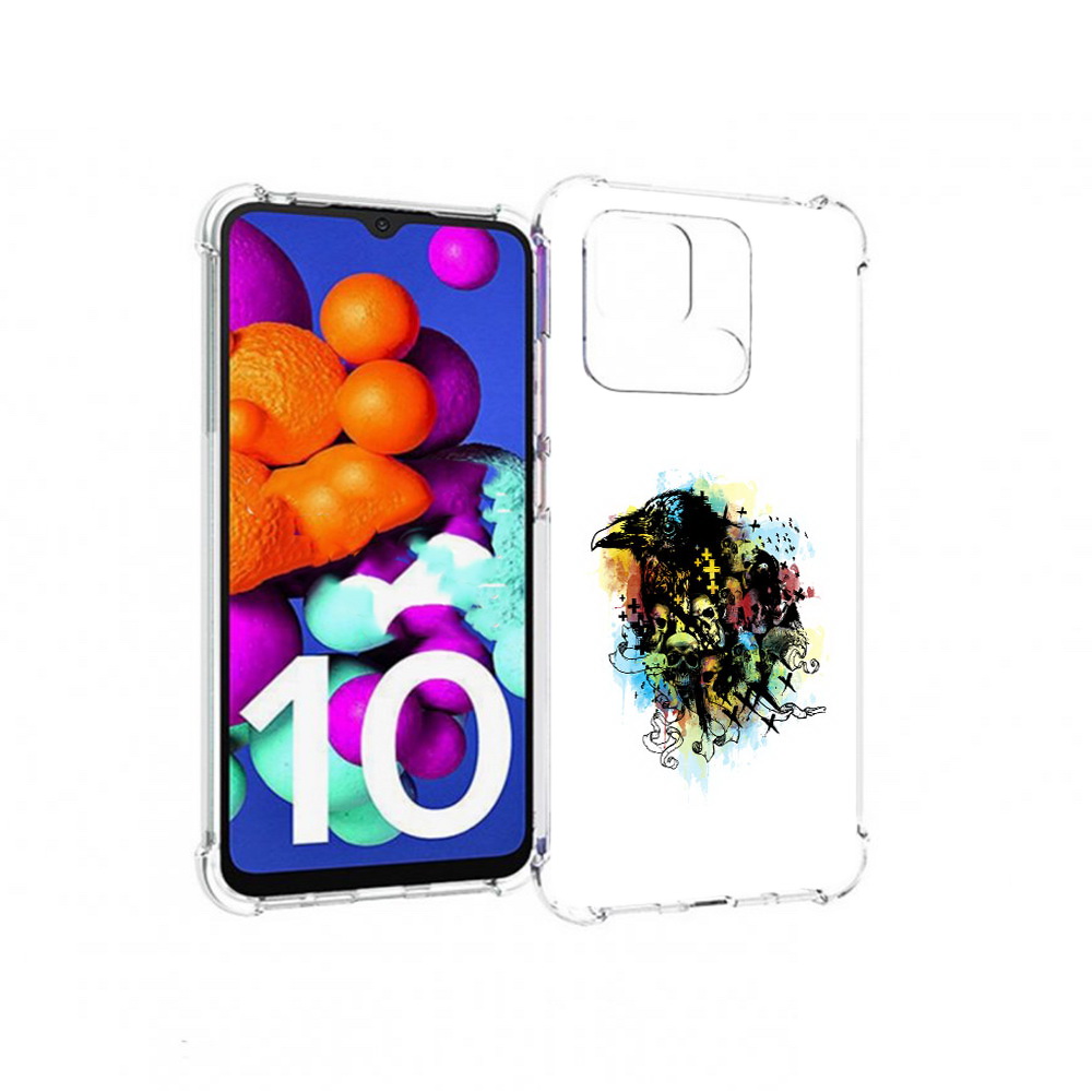 

Чехол MyPads Tocco для Xiaomi Redmi 10C ворон и черепа, Прозрачный, Tocco