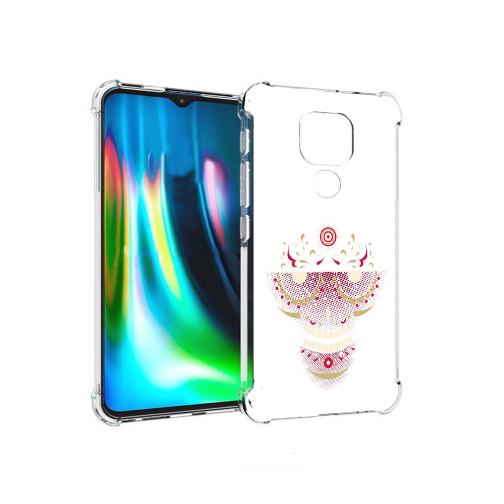 

Чехол MyPads Tocco для Motorola Moto E7 Plus карнавальный скелет абстракция, Прозрачный, Tocco