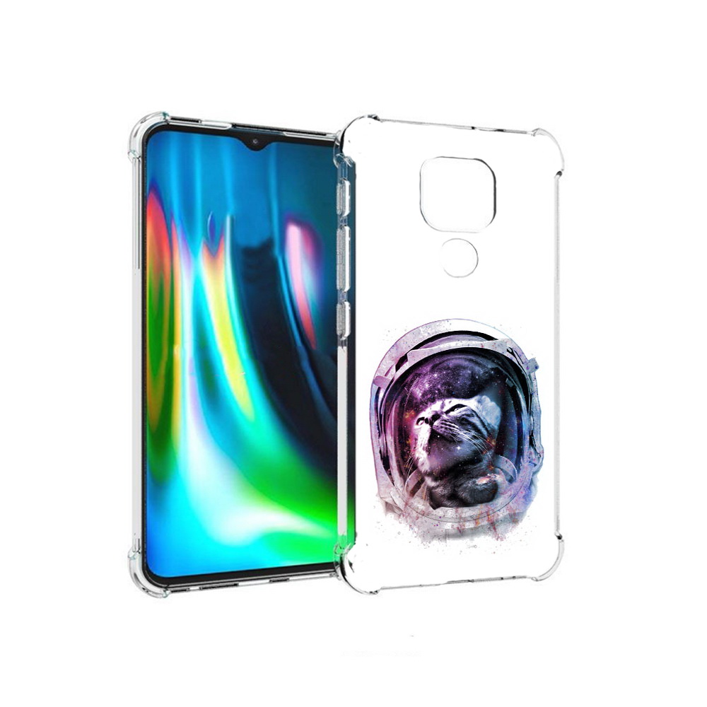 

Чехол MyPads Tocco для Motorola Moto E7 Plus кот в шлеме (PT155921.339.396), Прозрачный, Tocco