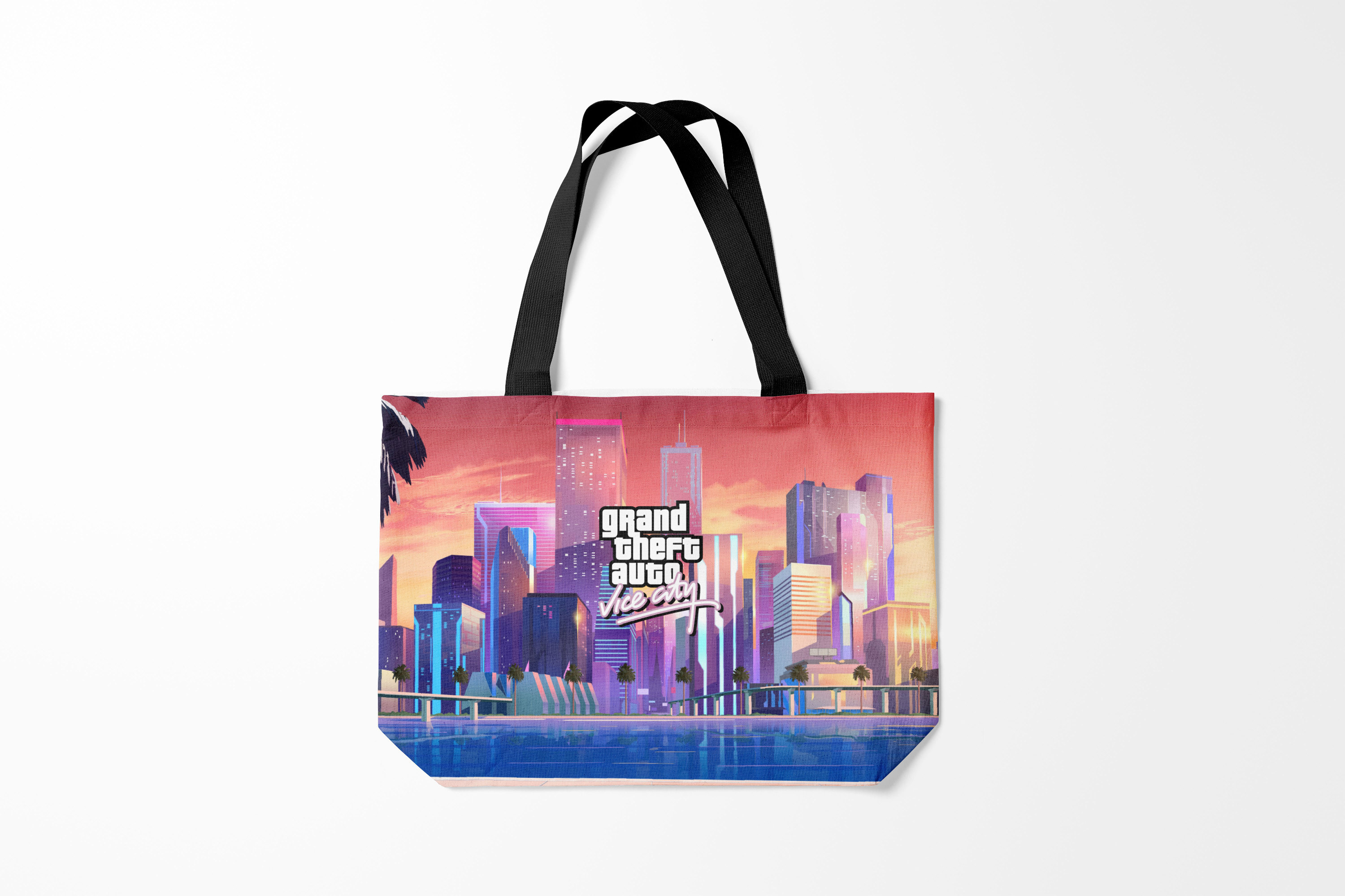 

Сумка шoппер унисекс Burnettie GTA Vice city, розовый; голубой, GTA Vice city