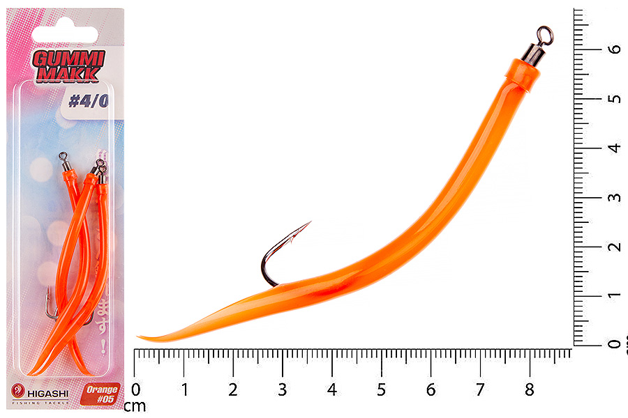 

Крючок оснащенный кембриком HIGASHI Gummi Makk #4/0 (set-3pcs) #05 Orange