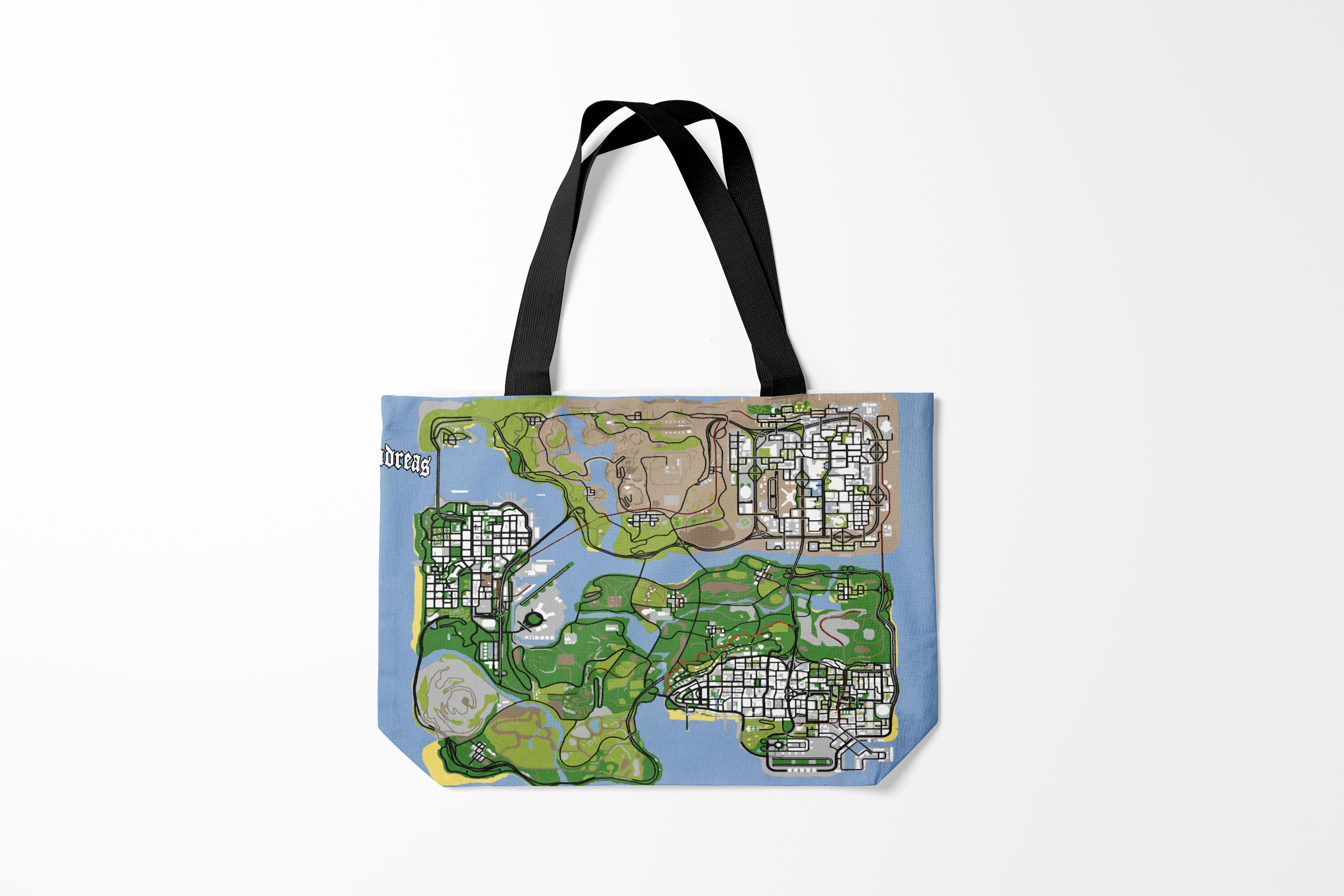 

Сумка шoппер унисекс Burnettie GTA San Andreas map, голубой, GTA San Andreas map