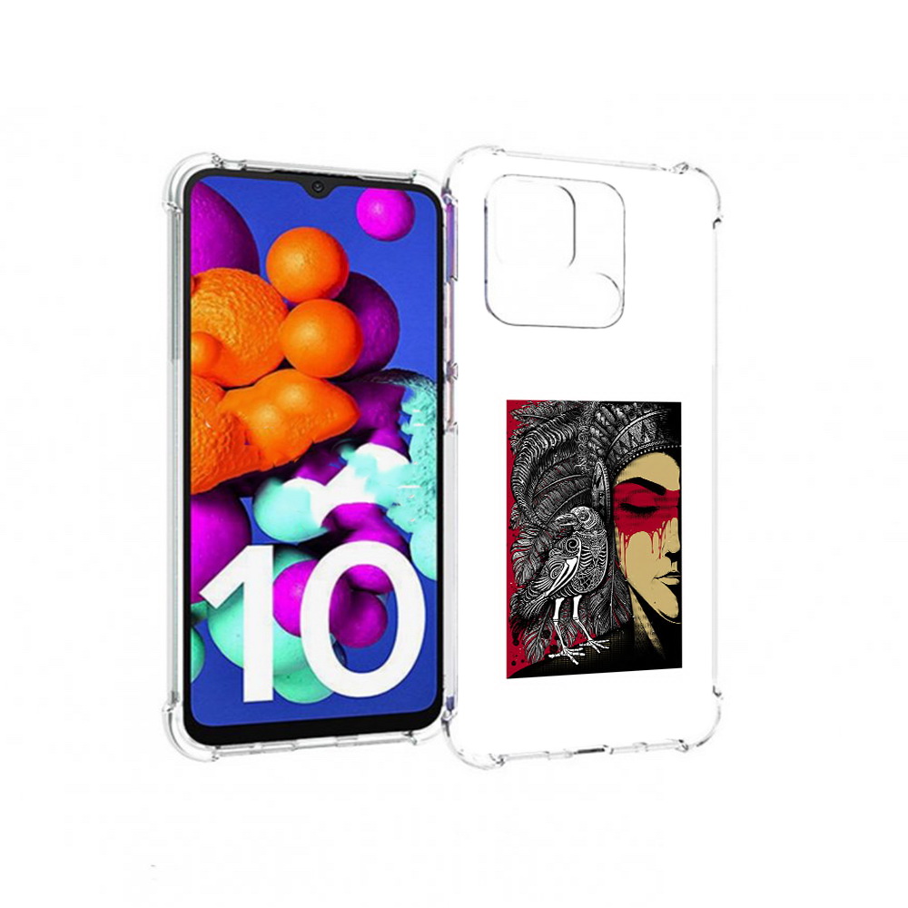 

Чехол MyPads Tocco для Xiaomi Redmi 10C девушка с вороном в абстракции, Прозрачный, Tocco