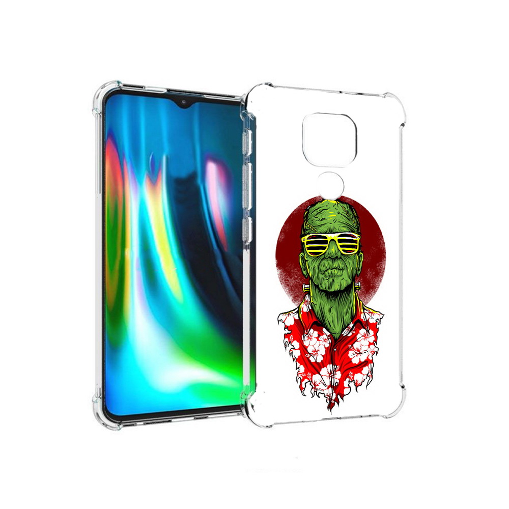 

Чехол MyPads Tocco для Motorola Moto E7 Plus крутой зеленый мужчина в очках, Прозрачный, Tocco