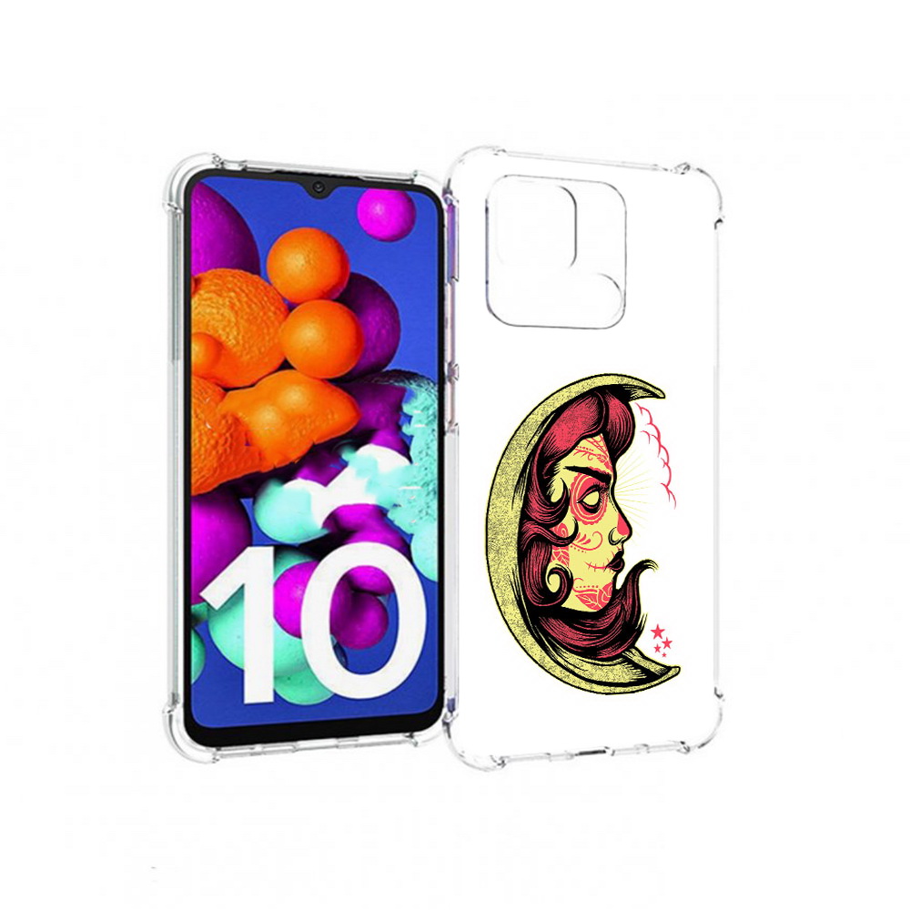 Чехол MyPads Tocco для Xiaomi Redmi 10C желтый полумесяц с лицом девушки