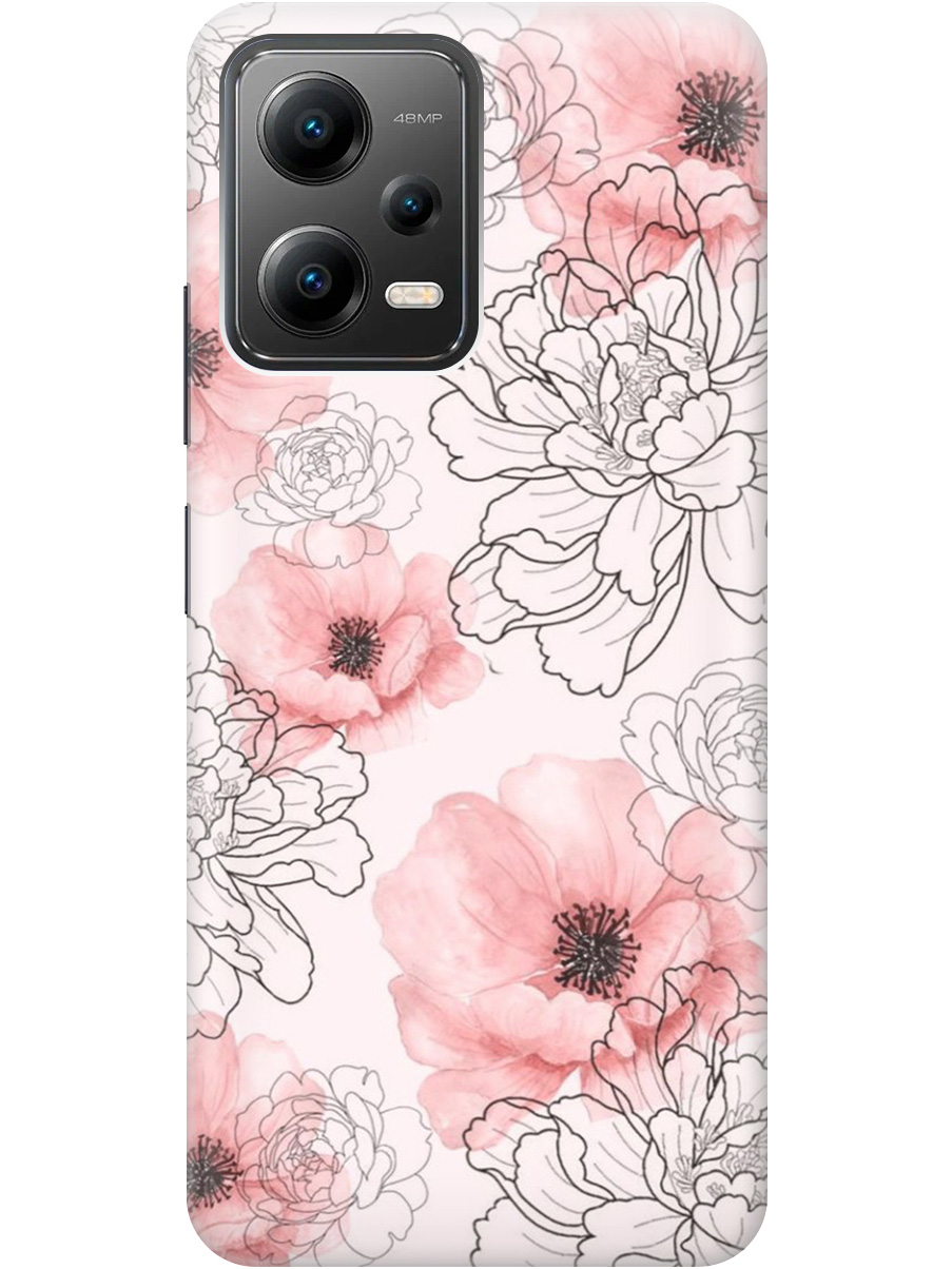 

Силиконовый чехол на Xiaomi Poco X5 5G с рисунком "Нежно розовые цветы" прозрачный, Розовый, 20000535