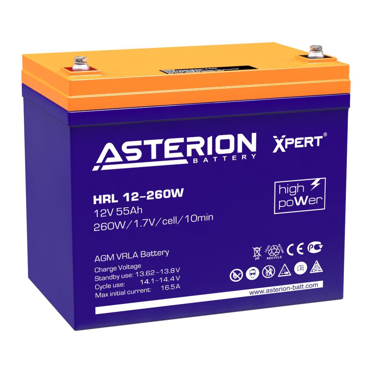 Аккумулятор для ИБП DELTA BATTERY Asterion 55 А/ч 12 В (Asterion HRL 12-260 W Xpert)