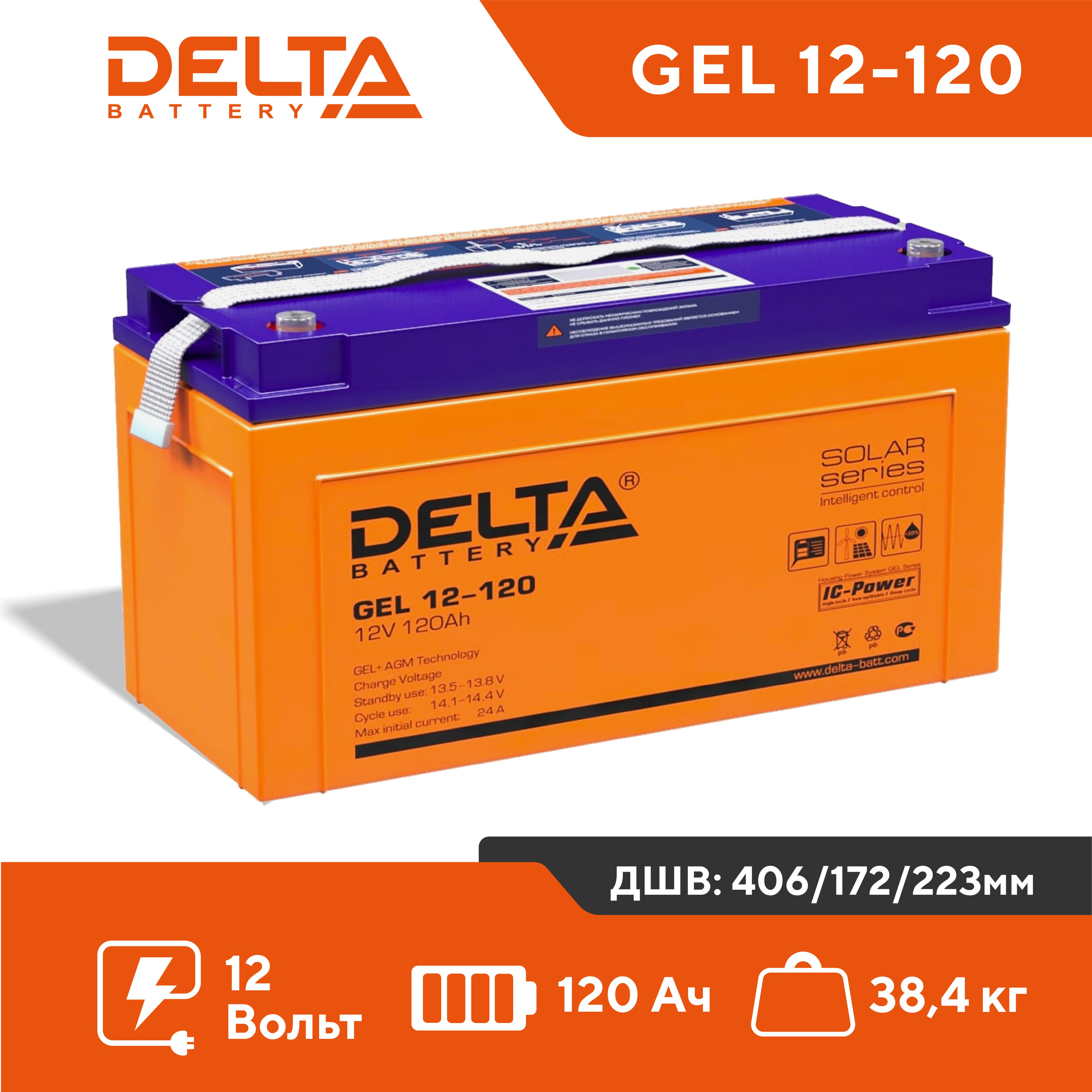 Аккумулятор Delta GEL 12-120