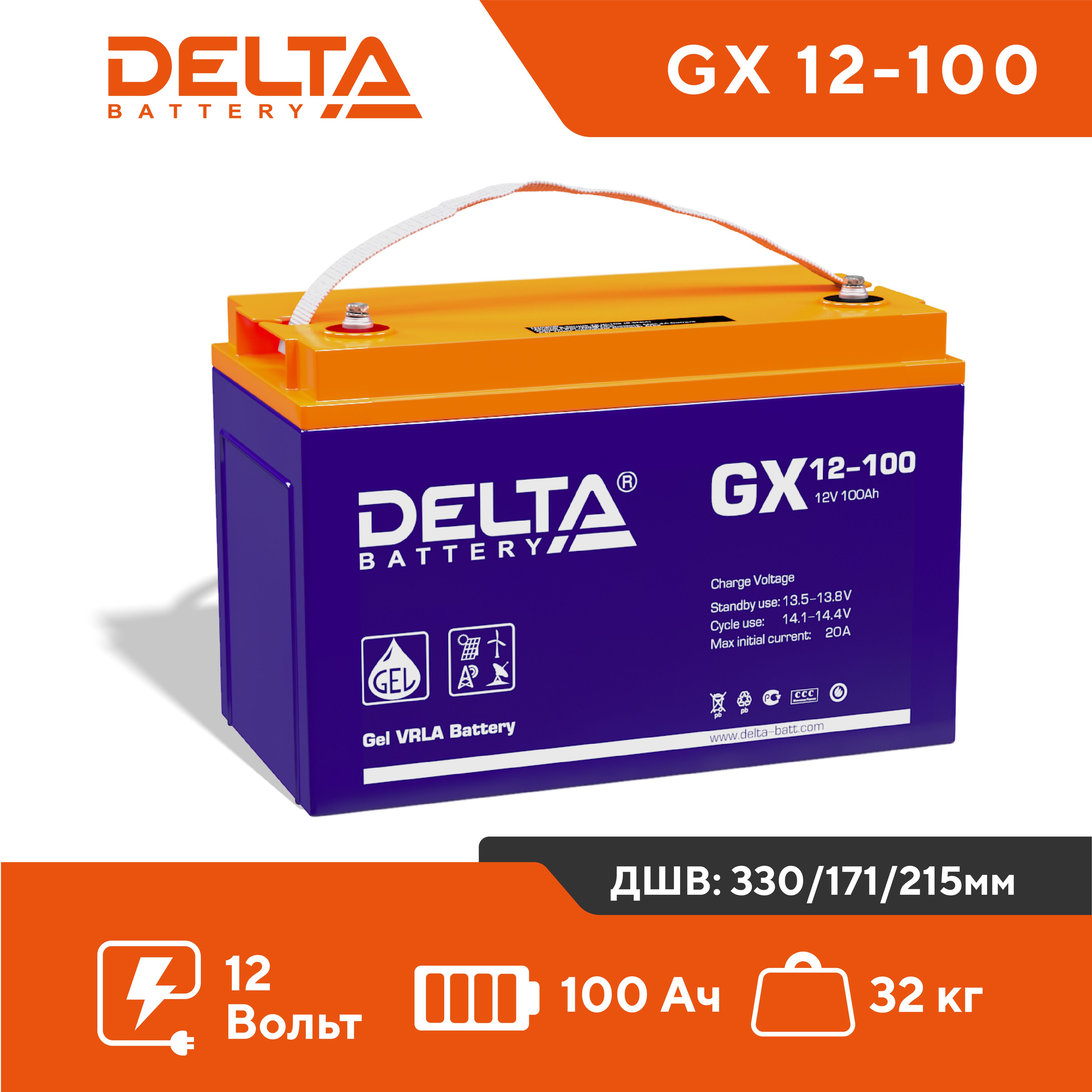 Аккумулятор для ИБП DELTA BATTERY GX 100 А/ч 12 В (GX 12-100)