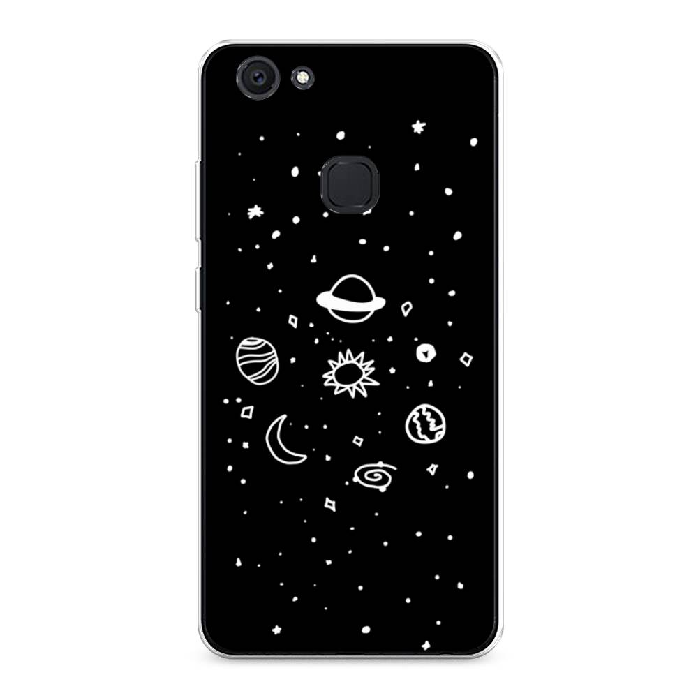 

Чехол для Vivo V7 Plus "Дудл солнечной системы", Бежевый;серый, 260750-2