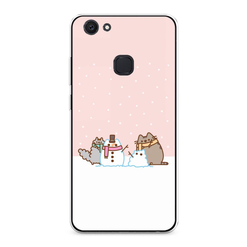 

Чехол для Vivo V7 Plus "Котики в снегу", Розовый;белый;серый, 260750-5