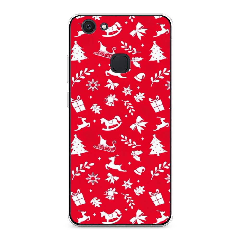 

Чехол для Vivo V7 Plus "Красный новогодний фон", Красный;белый, 260750-5