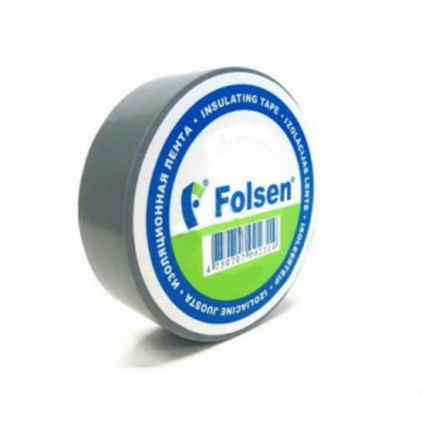 Изолента folsen 19ммx20м 120мкм серая