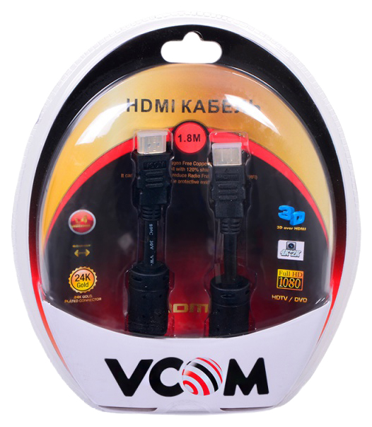 фото Кабель vcom hdmi - hdmi 1,8м black (vhd6020d)