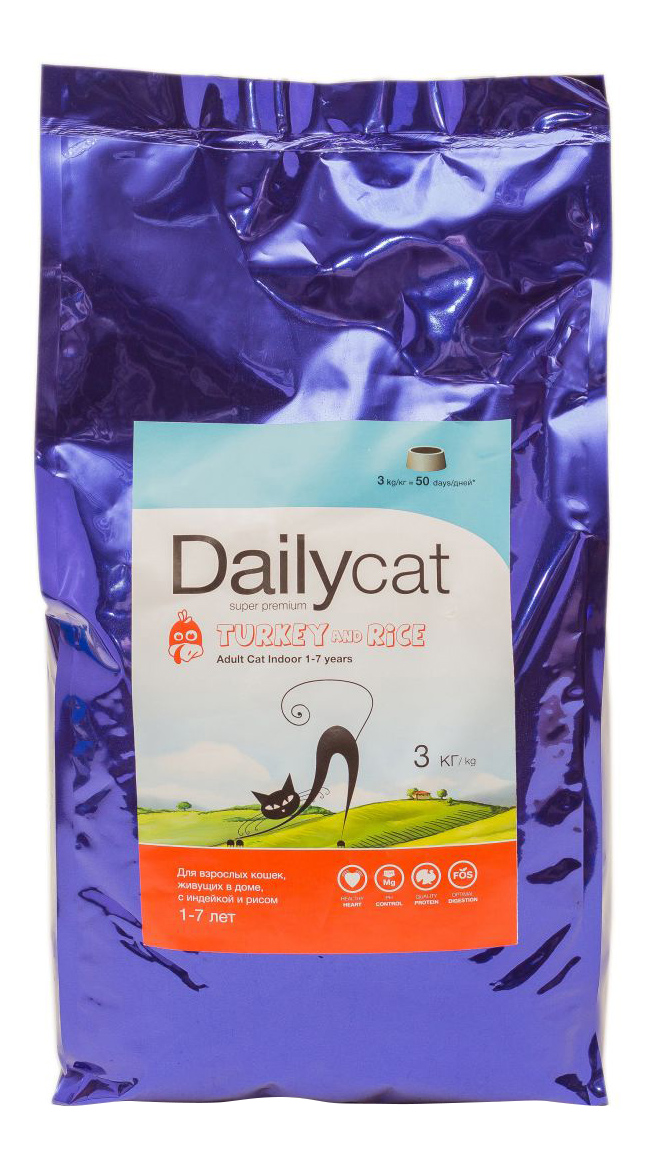 фото Сухой корм для кошек dailycat indoor, для домашних, индейка, 3кг