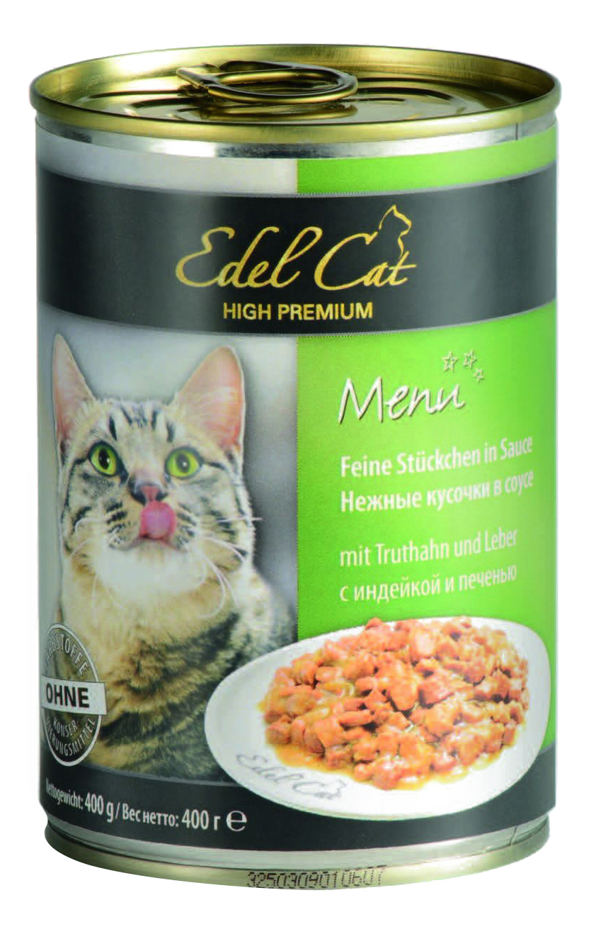 Консервы для кошек Edel Cat Menu, индейка, печень, 24шт по 400г