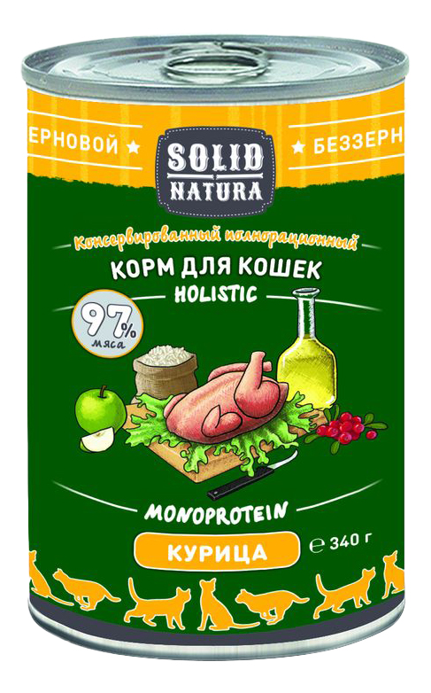 фото Консервы для кошек solid natura holistic monoprotein, беззерновые, с курицей, 12шт по 340г