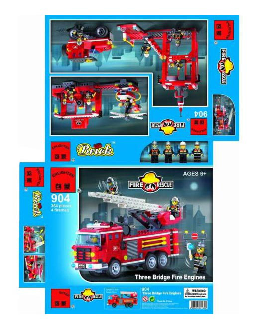 фото Конструктор пластиковый brick three bridge fire engines