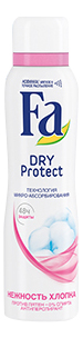Аэрозоль дезодорант-антиперспирант Fa Dry Protect, нежный аромат хлопка, 48 ч, 150 мл шариковый дезодорант антиперспирант 48ч против белых и желтых пятен