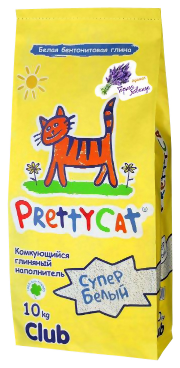 фото Комкующийся наполнитель для кошек prettycat супер белый бентонитовый, лаванда, 10 кг, 40 л