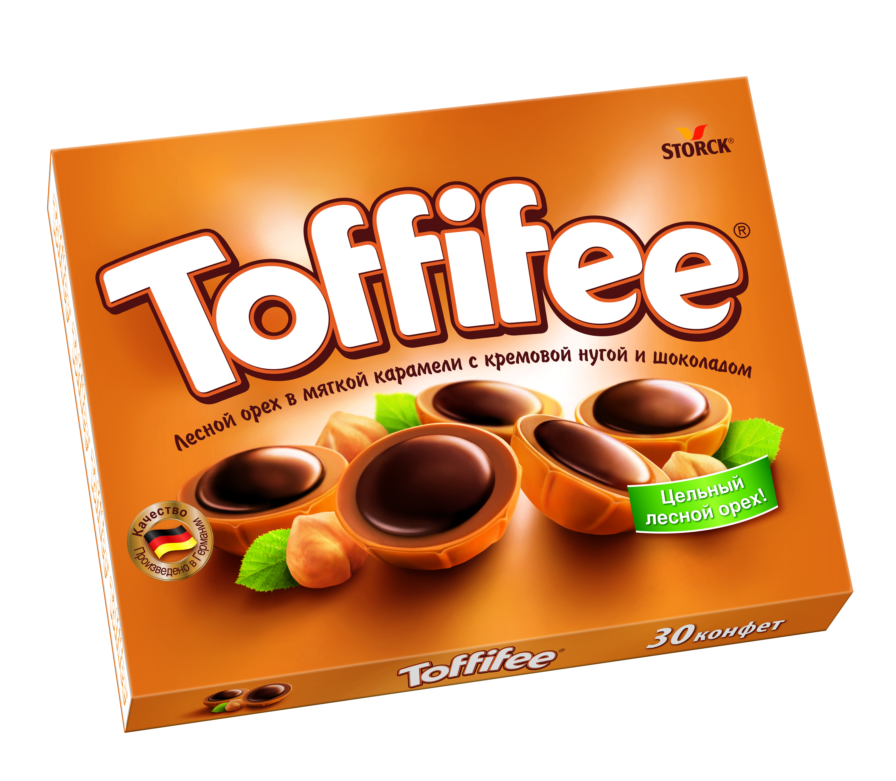 Конфеты Toffifee лесной орех в мягкой карамели с кремовой нугой и шоколадом 250 г