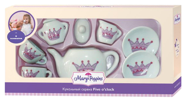 Набор посуды игрушечный Mary Poppins Five Oclock Кукольный сервиз Корона набор фарфоровой посуды кэттикорн 9 предметов mary poppins 453220