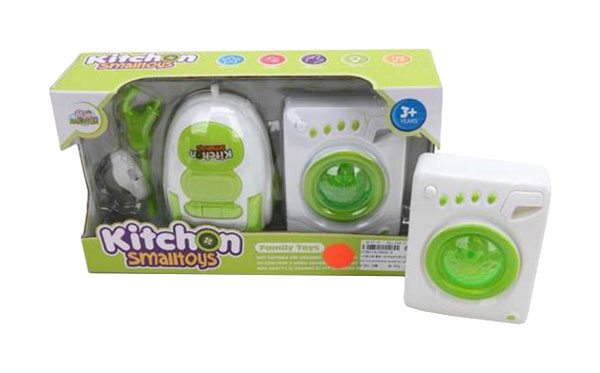 фото Игровой набор наша игрушка бытовая техника, стиральная машинка и пылесос, зелено-белый