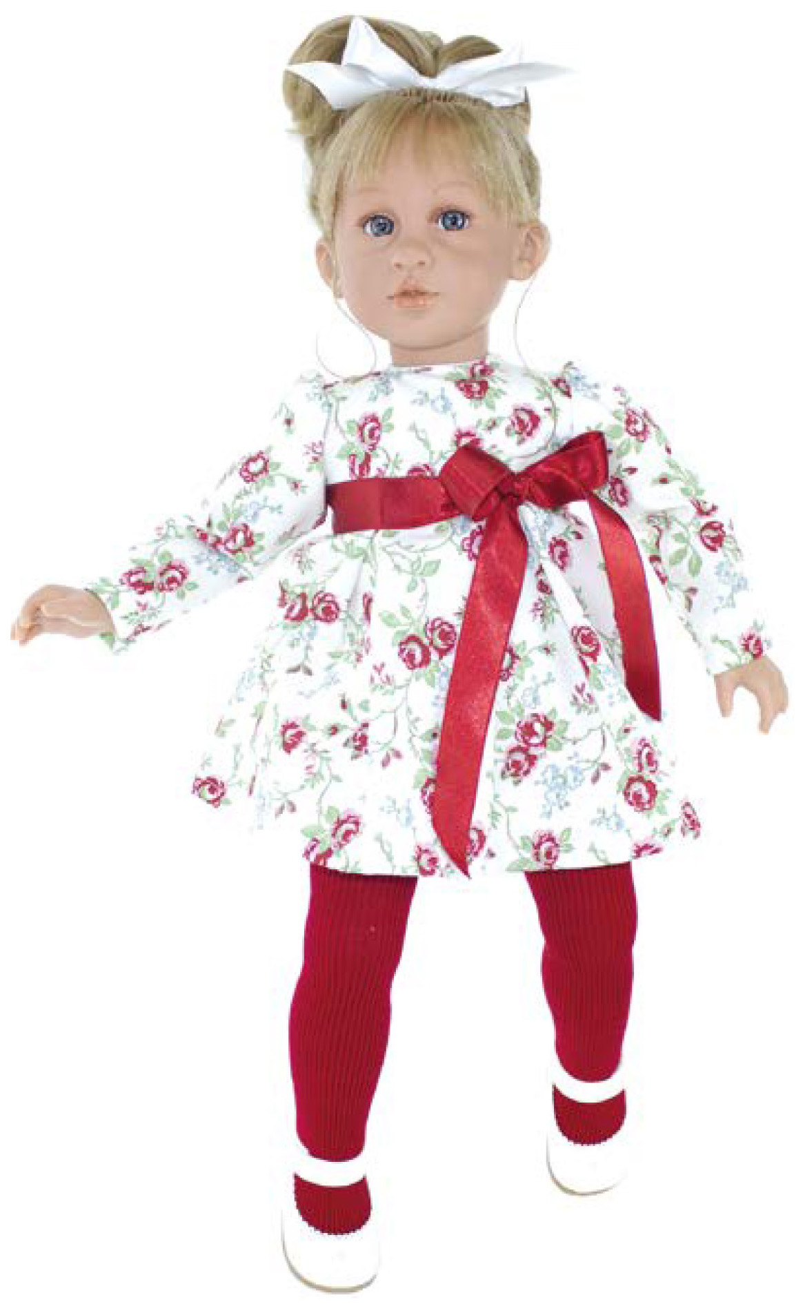 фото Кукла эбрил, в платье с красным поясом, 60 см lamagik
