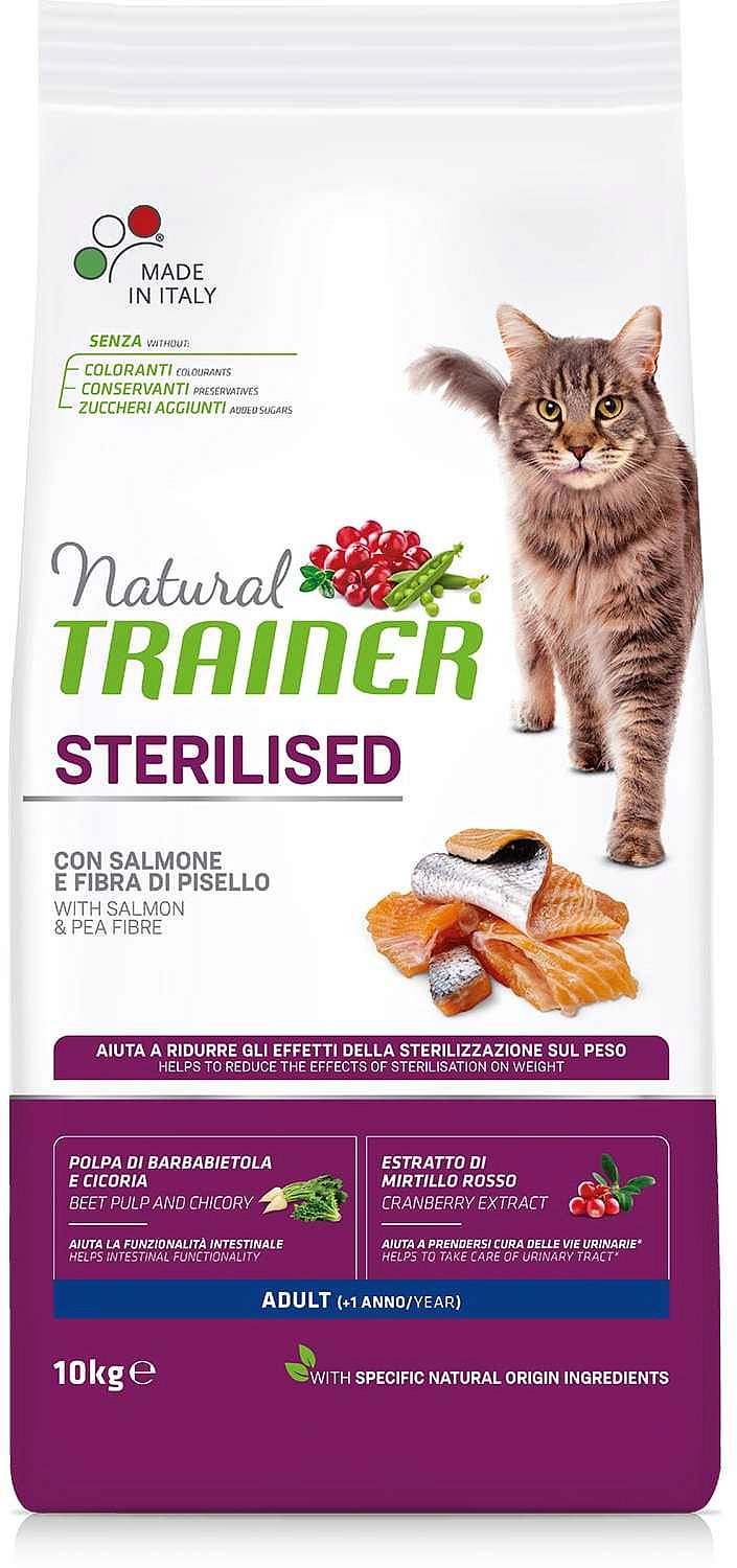 Сухой корм для кошек Trainer Natural Adult Sterilised, для стерилизованных, лосось, 10 кг