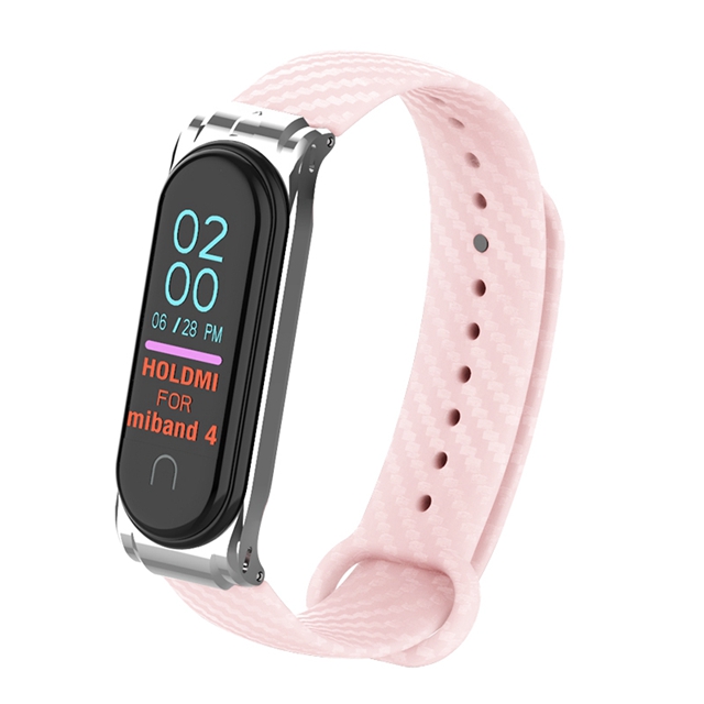 Ремешок Xiaomi силиконовый с металлическим основанием для Mi Band 4 Strap Pink