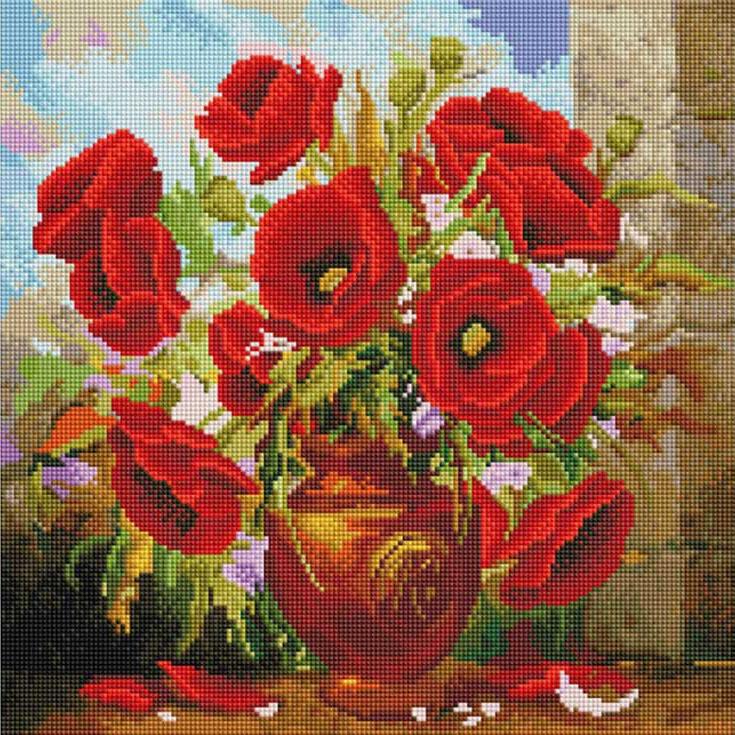 

Алмазная вышивка Белоснежка Маки, 40x40 см, Маки