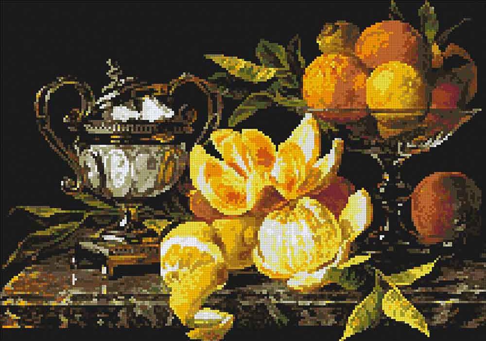 Алмазная вышивка Паутинка Натюрморт с апельсинами, 50x35 см