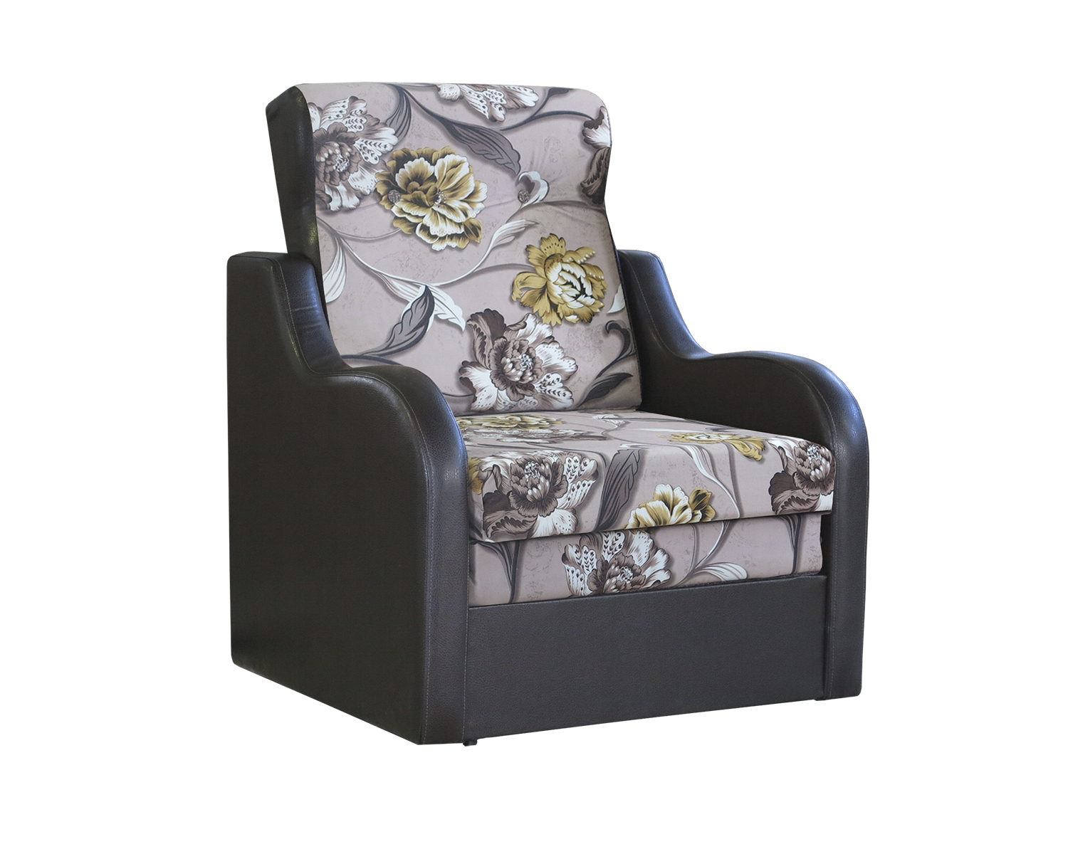 фото Кресло-кровать шарм-дизайн классика в 1907250, разноцветные цветы/коричневый