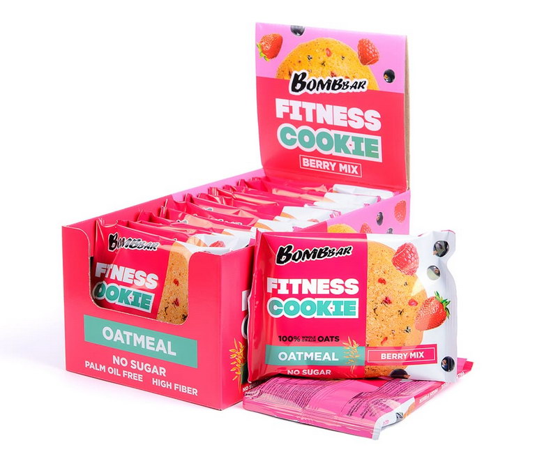 фото Овсяное печенье fitness cookie bombbar, упаковка 12шт по 40г