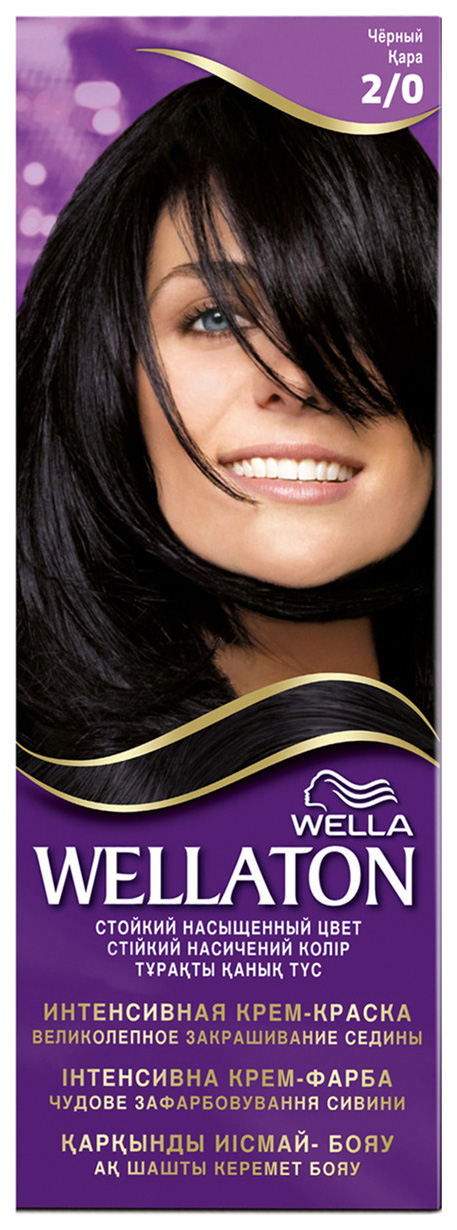 Краска для волос Wella Wellaton 2/0 черный 110 мл проявитель wella professionals welloxon 12% 1000 мл