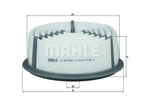 фото Фильтр воздушный mahle original lx 833 mahle/knecht