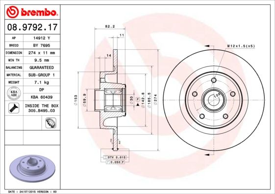 фото Тормозной диск brembo 08.9792.17