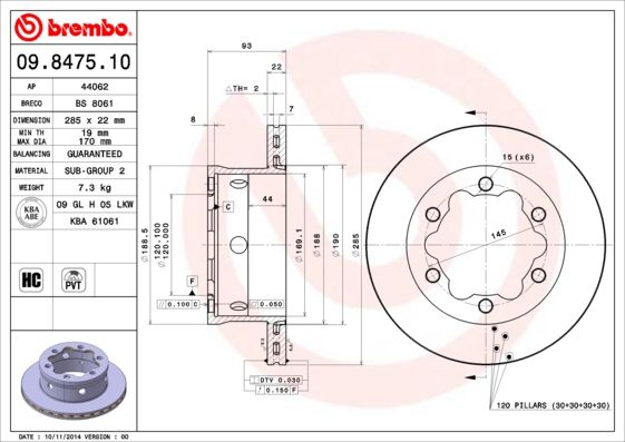 фото Тормозной диск brembo 09.8475.10