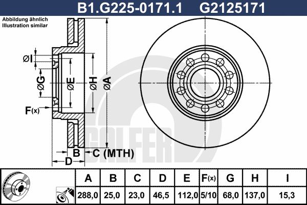 фото Тормозной диск galfer b1.g225-0171.1