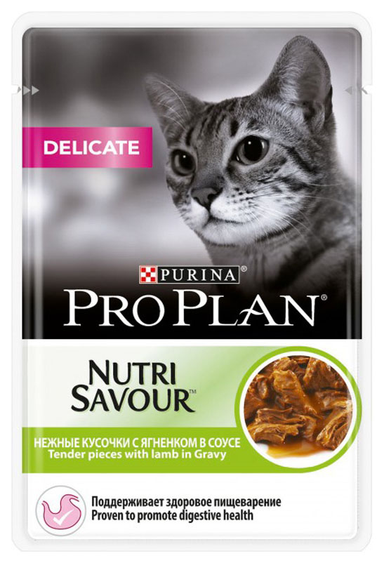 фото Влажный корм для кошек pro plan nutri savour delicate, ягненок, 24шт по 85г