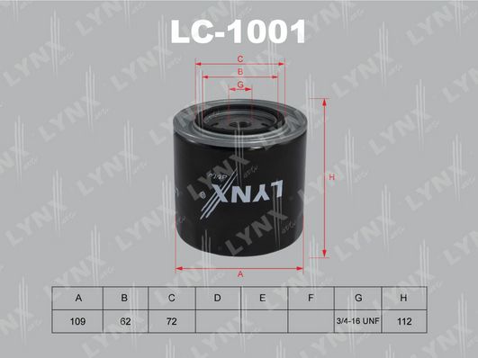

Фильтр масляный LYNXauto LC-1001
